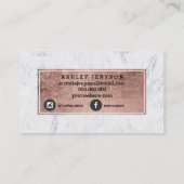 額のばら色の金ゴールドのタイポグラフィの白の大理石 名刺 (裏面)