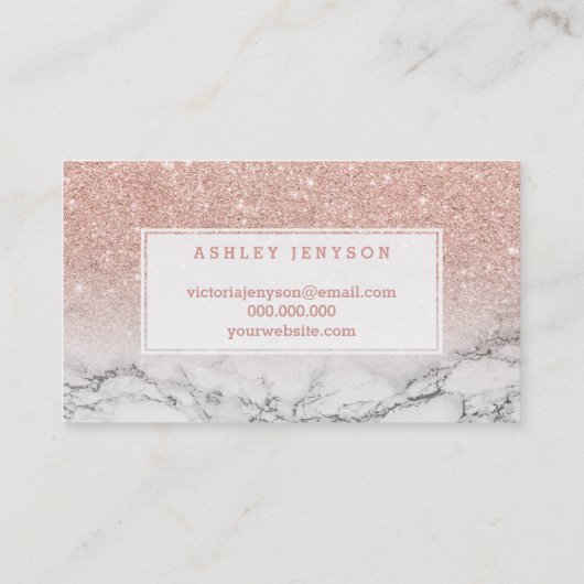 額のタイポグラフィのばら色の金ゴールドのグリッターの大理石 名刺