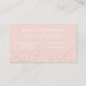 額のタイポグラフィのばら色の金ゴールドのグリッターの赤面のピンク 名刺 (裏面)