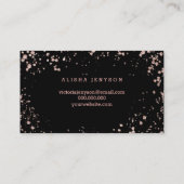 額のタイポグラフィのばら色の金ゴールドの紙吹雪の(ばちゃばちゃ)跳ねる 名刺 (裏面)