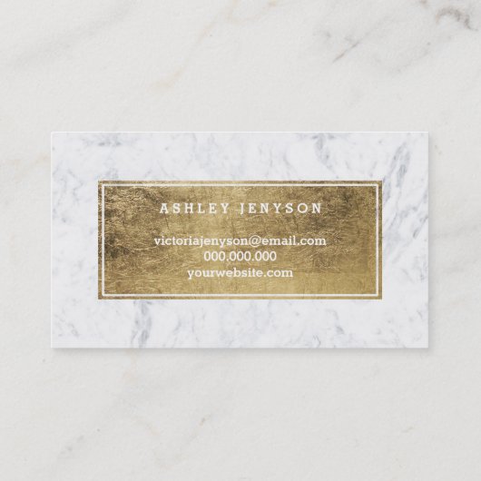 額のモダンでフェイクな金ゴールドのタイポグラフィの大理石 名刺 (裏面)