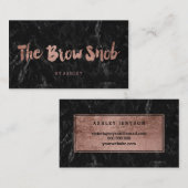 額のロゴののどのばら色の金ゴールドのタイポグラフィの黒の大理石 名刺 (正面/裏面)