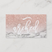 額のロゴのタイポグラフィのばら色の金ゴールドのグリッターの大理石 名刺 (正面)