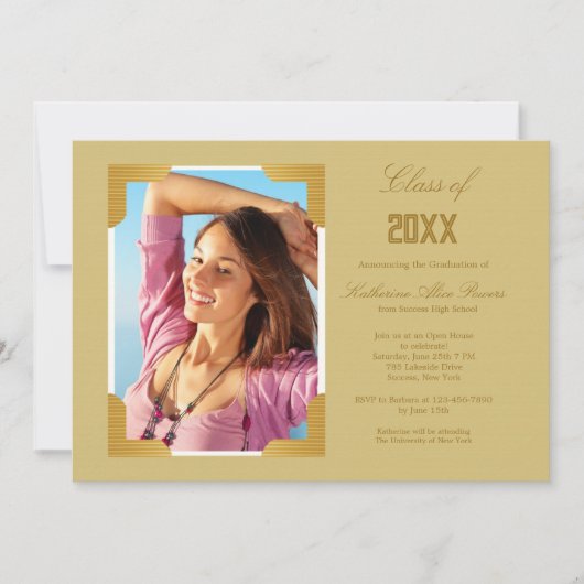 額付き卒業写真招待状 招待状 (正面)