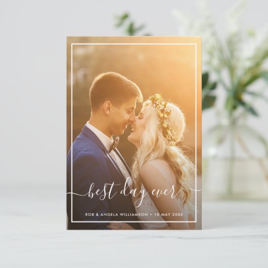 額入りの恋結婚愛写真サンキューカード サンキューカード (スタンド正面)