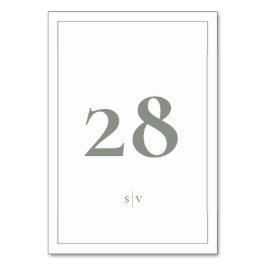 額入り | Monogram エレガント Sage Green 結婚's テーブルナンバー
