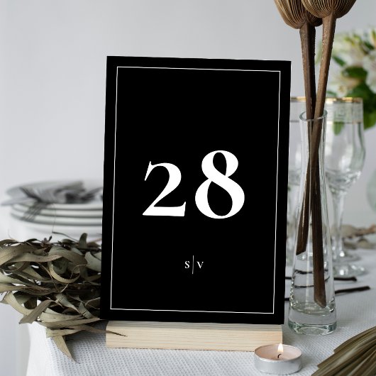 額入り | Monogram エレガント Tuxedo Black結婚's テーブルナンバー