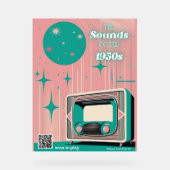 額縁に入った1950年代の音楽アート・認知症ギフト・QRコード付き アクリルサイン (正面)