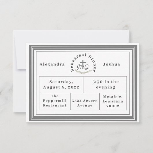 額縁のカトリック聖書聖句リハーサルディナー 招待状 (正面)