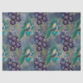 額縁のピーコックと紫の花の切り離し 薄葉紙 (正面)