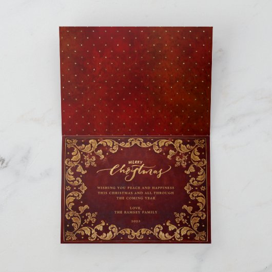 額縁の写真を持つ旧世界産サンタ | Luxeクリスマス 案内状 (内部)