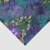 額縁の蝶と孔雀の羽のデコパージュ 薄葉紙 (詳細)