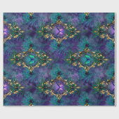 額縁の蝶と孔雀の羽 ラッピングペーパー (フラット)