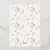 額縁の豊富な乾燥された野花のパンパ実在ス金ゴールド 箔招待状 (裏面)