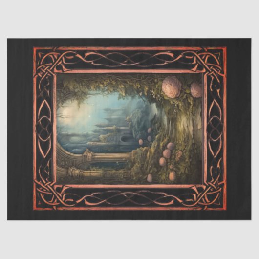 額縁の風光明媚なゴシック様式の花模様の切り離し 薄葉紙 (正面)