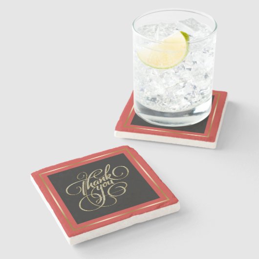 額縁の – ありがとうあなた – モダンタイポグラフィ ストーンコースター (横)