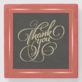 額縁の – ありがとうあなた – モダンタイポグラフィ ストーンコースター (正面)