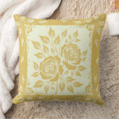 額縁ウッドカットブーケ金ゴールド クッション (ブランケット)