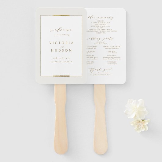 額縁エレガンスシンプル結婚式 プログラム ハンドファン (正面&裏面)