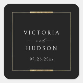 額縁エレガンスブラックシンプルモダン結婚ズ スクエアシール