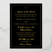 額縁エレガントモノグラムTuxedoブラック結婚ズ 箔招待状 (正面)