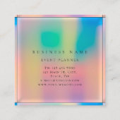 額縁グラデーション単純プロフェッショナルホログラフィック スクエア名刺 (裏面)