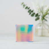 額縁グラデーション単純プロフェッショナルホログラフィック スクエア名刺 (スタンド正面)