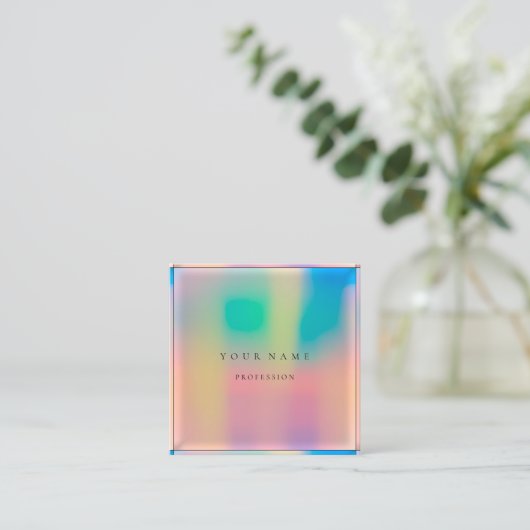 額縁グラデーション単純プロフェッショナルホログラフィック スクエア名刺 (スタンド正面)