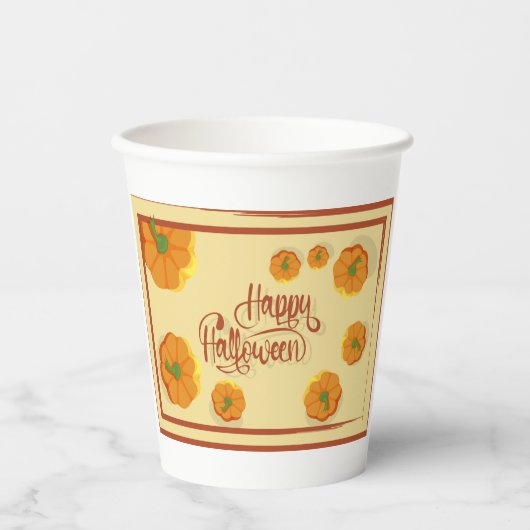 額縁グリーティングカードハッピーハローウィンタイポグラフィ 紙コップ (正面)
