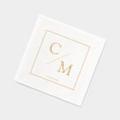 額縁シンプルエレガントモノグラム結婚ズ 箔ナプキン (左)