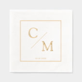 額縁シンプルエレガントモノグラム結婚ズ 箔ナプキン (正面)