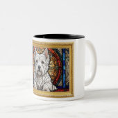 額縁ステンドグラスウェスティー美しい ツートーンマグカップ (正面右)