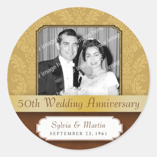 額縁ダマスクゴールデン50周年記念 ラウンドシール (正面)