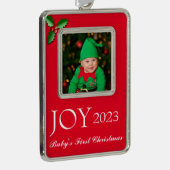 額縁フォトオーナメント-ベビーの初めてのクリスマスChris シルバープレートフレームオーナメント (右)