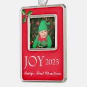 額縁フォトオーナメント-ベビーの初めてのクリスマスChris シルバープレートフレームオーナメント (左)