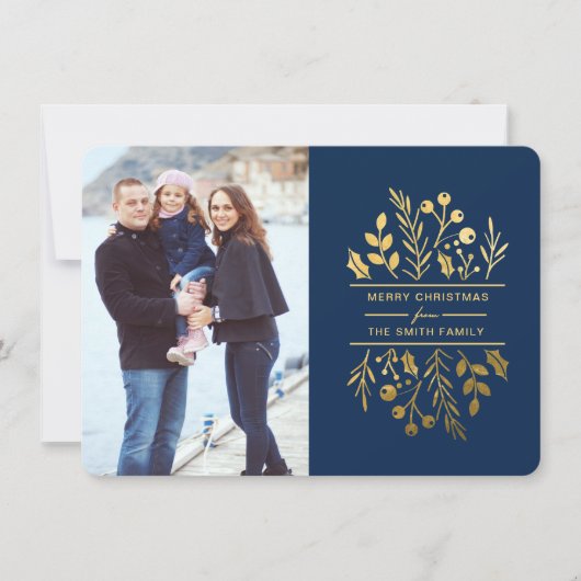 額縁フローラメリークリスマスホリデーカード シーズンカード (正面)