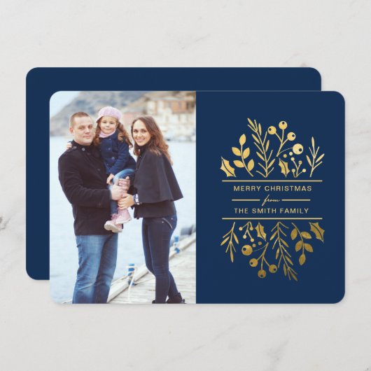 額縁フローラメリークリスマスホリデーカード シーズンカード (正面/裏面)