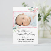 額縁フローラ写真- 3x5出生の発表 招待状 (スタンド正面)
