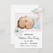 額縁フローラ写真- 3x5出生の発表 招待状 (正面/裏面)