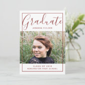 額縁モダン付き卒業写真 | Burgundy 招待状 (スタンド正面)