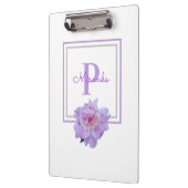 額縁モノグラムピンク牡丹フラワーパープル クリップボード (左)