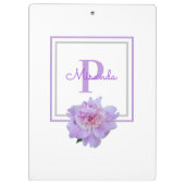 額縁モノグラムピンク牡丹フラワーパープル クリップボード (裏面)