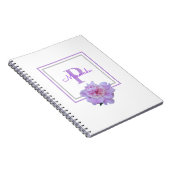 額縁モノグラムピンク牡丹フラワーパープル ノートブック (右側)
