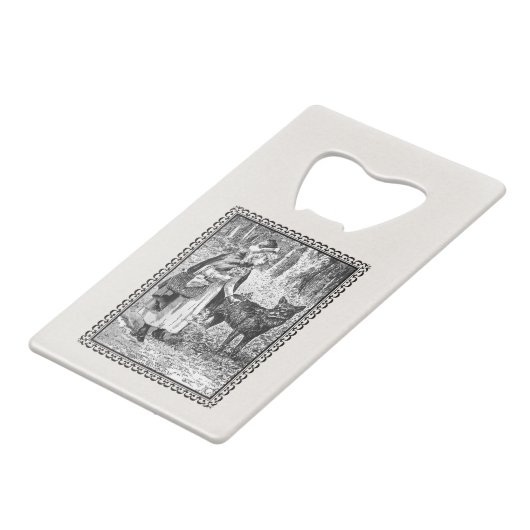 額縁ヴィンテージイメージレッドライディングフードウルフ クレジットカード栓抜き (正面アングル)