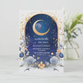 額縁付きの天体夜空の伝統的な結婚式 招待状 (スタンド正面)