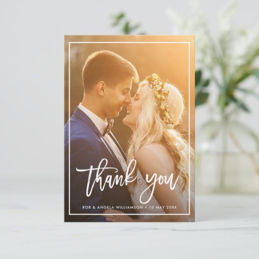 額縁付きラブスクリ結婚プト写真サンキューカード サンキューカード (スタンド正面)