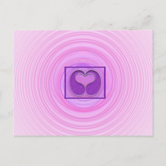 額縁入りピンクハートスパイラル寂しいあなたへ ポストカード (正面)