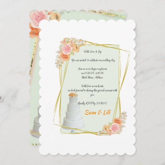 額縁結婚式招待状 招待状 (正面/裏面)