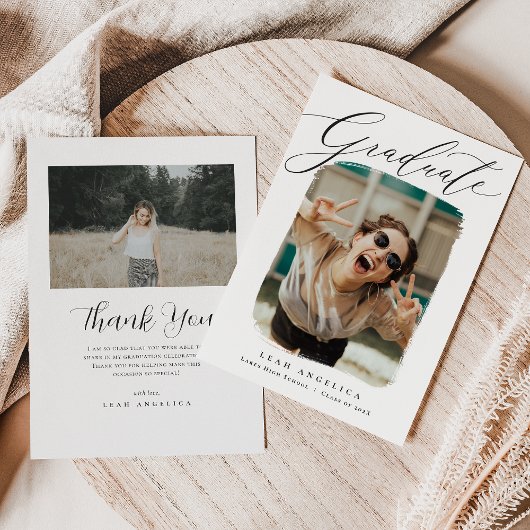 額縁芸術的写真卒業 サンキューカード
