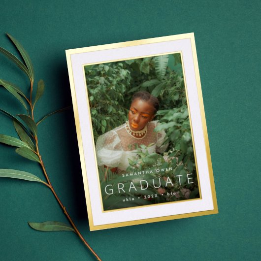 額縁金ゴールド写真卒業発表2024 箔招待状